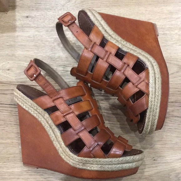 Christian Louboutin Barcelona Peep Toe Sling Back Wedge Pumps - Picture 5 of 17